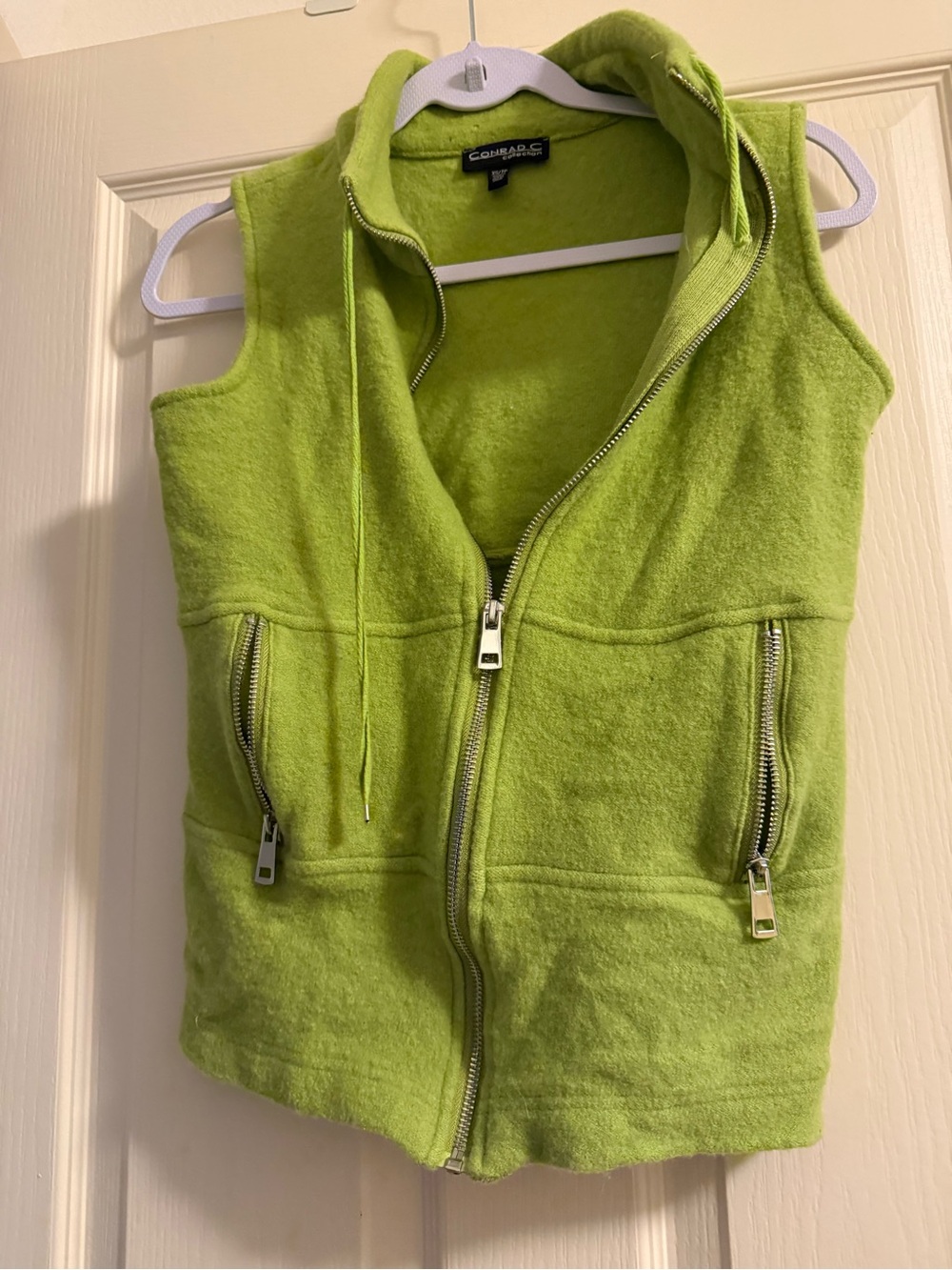Bright Lime Green Fleece Zip-Up Vest